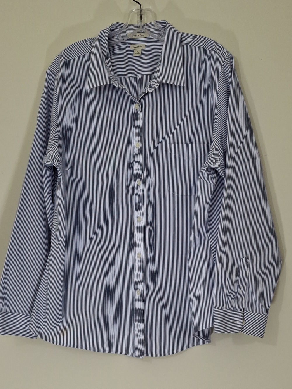 L.L. Bean Navy and White Thin Stripe Dress Shirt, Size 2X